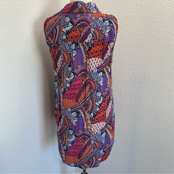 Anthropolotie Maeve Whimsical Pintuck Sleeveless Colorful Button Top Size L - Picture 6 of 8